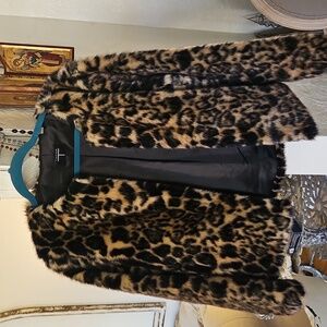 Tahari leopard faux fur jacket